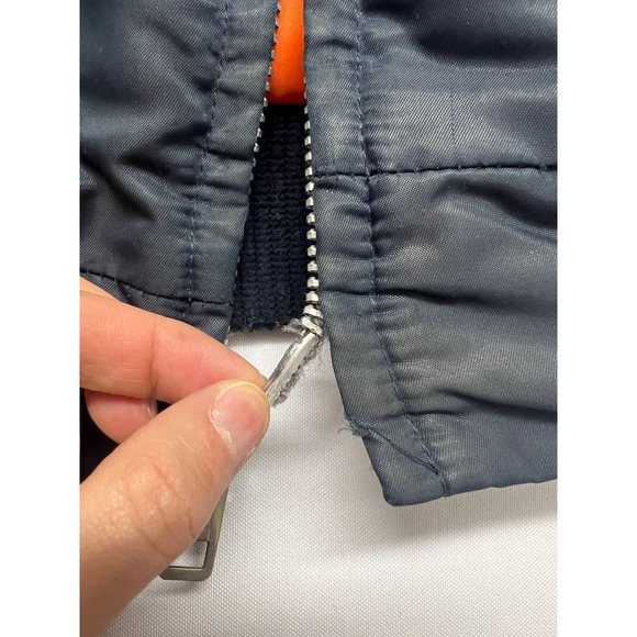 Vintage Sears Work Leisure Men's Navy Bomber Jacket Faux Fur Collar Aviator - Picture 13 of 16